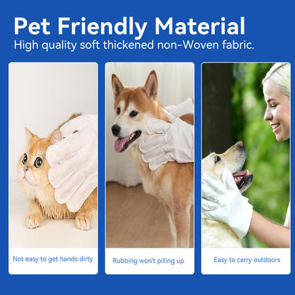 Cleaning Wipes Gloves for Dogs & Cats – Deodorizing & Grooming Bath Wipes, 6PCS Pack | Petpexi