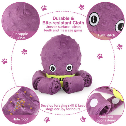 Festive Dog Snuffle Toy Plush Octopus Puzzle - Interactive Chew Toy with Slow Feeder