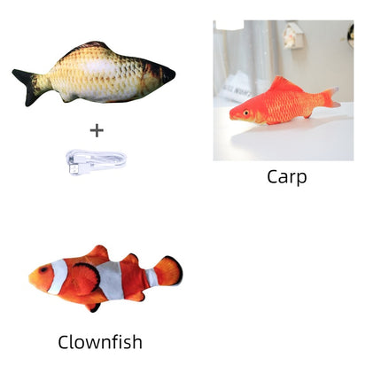 Electric Jumping Fish Cat Toy (No Catnip) – USB Rechargeable Interactive Plush | Petpexi