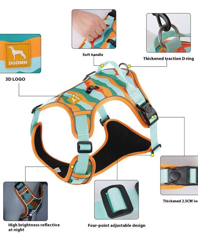 Dog Chest and Back Reflective Commuter Hand Holding Rope – Safety Harness for Dogs | Petpexi
