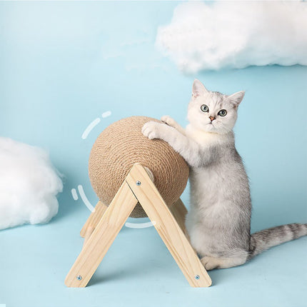 Professional Vertical Cat Toy Sisal Cat Catching Ball – Durable Wood & Sisal