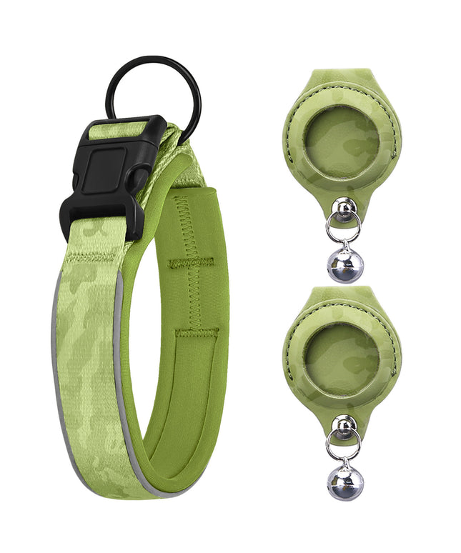 Orange nylon AirTag pet collar with leather case for dogs and cats – petpexi.com