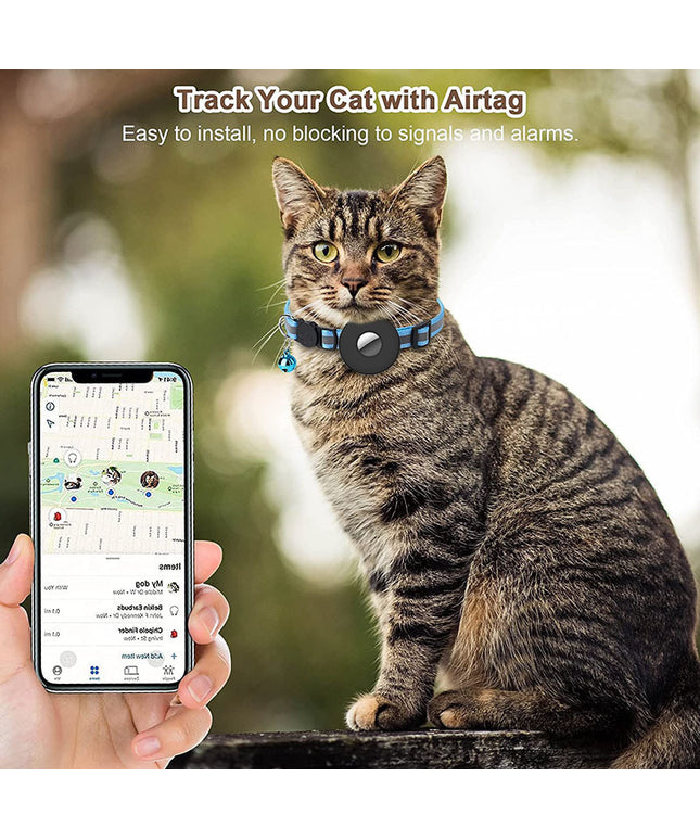 Airtag Pet Collar with Bell, Reflective and Adjustable for Cats and Dogs, sold by www.petpexi.com

