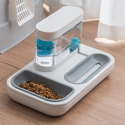 Automatic Cat Feeder & Water Dispenser with 1.5L capacity – Dual bowl in Snow White and Starry Blue, available at www.petpexi.com with free USA shipping

