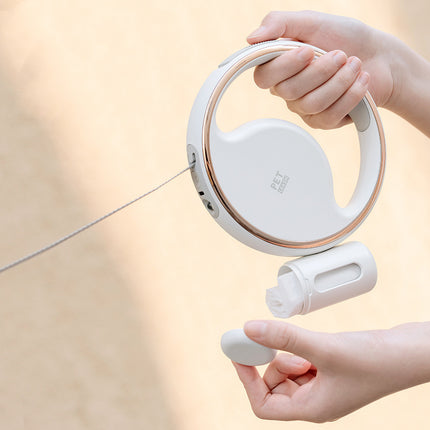 Automatic Lighting Retractable Dog Leash with LED Night Light in White - www.petpexi.com

