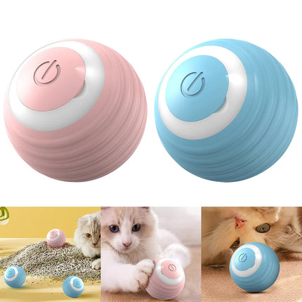 Automatic Moving Bouncing Rolling Ball in blue or pink – smart rechargeable silicone cat toy with fast free USA shipping from Petpexi

