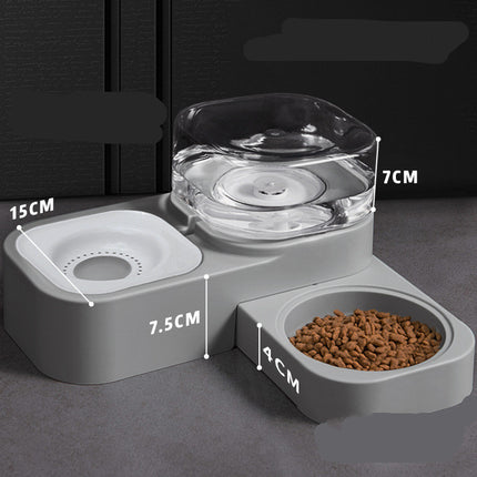 Mobile unplugged automatic pet water dispenser with feeding bowl in multiple colors and stainless steel option

