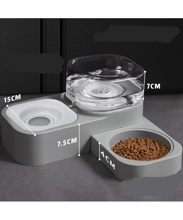 Mobile unplugged automatic pet water dispenser with feeding bowl in multiple colors and stainless steel option

