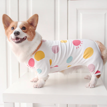 Small dog wearing cozy cotton autumn and winter pajamas from Petpexi – warm sleepwear for small and medium dogs with fast USA shipping

