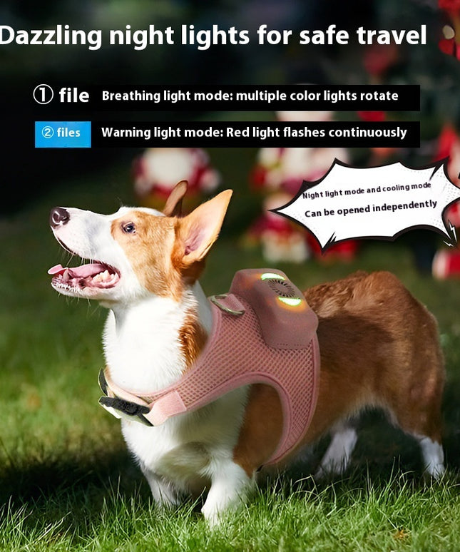 Pets Dog Vest Chest Strap Harness with Wearable Air Conditioner Cooling & Breathable Design | Petpexi