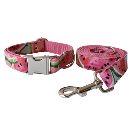 Flower Pattern Dog Collar & Leash Set – Durable Cotton Polyester with Customizable Metal Buckle | Petpexi