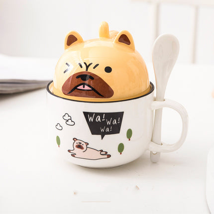 Cartoon Ceramic Mug with Lid & Spoon – Cute Animal Designs | PetPexi