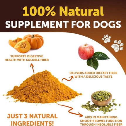 Pumpkin Powder for Dogs – Digestive Support, Constipation Relief, Healthy Skin & Coat – Fiber Supplement for Gut Balance & Firm Stool – 8 Oz – Free U.S. Shipping