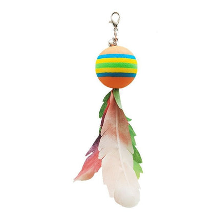 Pet Cat Toy – Feather Bell Rainbow Ball Interactive Wand | Petpexi