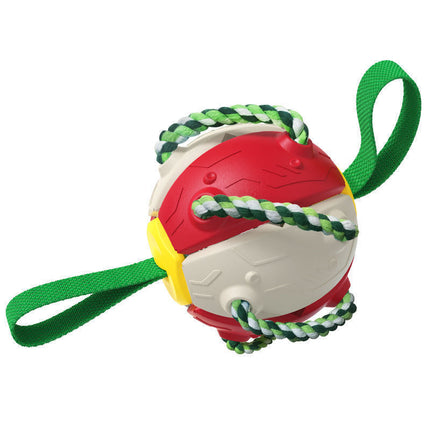Interactive Dog Football Soccer Ball - Transforming Fetch & Tug Toy