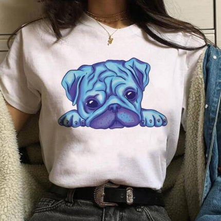 Pet Dog Cartoon Print Round Neck Short Sleeve T-Shirt – Comfortable & Stylish | PetPexi