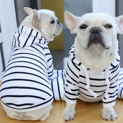 Striped Pet Hoodie for Dogs & Cats – Cozy Polyester Sweater with Hood