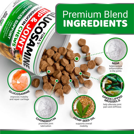 Yuma's Glucosamine For Dogs – Hip & Joint Supplement | 170 Chews | Pain Relief & Enhanced Mobility | Premium Quality | Fast & Free Shipping in the USA | www.petpexi.com
