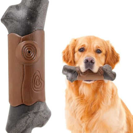 Indestructible bacon-flavored dog chew toy for aggressive chewers from www.petpexi.com, durable nylon with squeaker for large breed dogs
