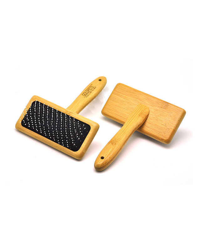 Pet grooming bamboo wood air cushion comb with steel needles and rubber base by Petpexi, eco-friendly and gentle for pets

