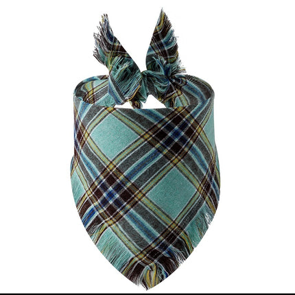 Plaid Tassel Triangle Scarf for Dogs – Stylish & Comfortable Pet Accessory | Petpexi