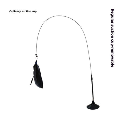 Cat Teaser with Bell & Long Feather Brush – Suction Cup & Handheld Options | Petpexi