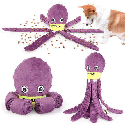 Festive Dog Snuffle Toy Plush Octopus Puzzle - Interactive Chew Toy with Slow Feeder