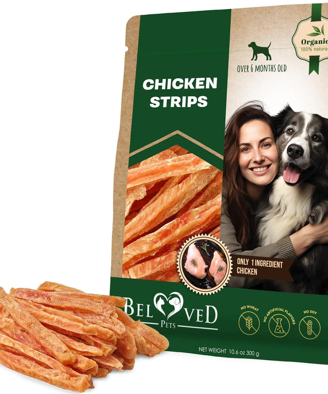 Beloved Pets Chicken Strips Dog Treats 10.6 Oz - Organic, Grain-Free, Human-Grade Chews