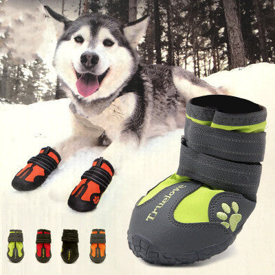 Waterproof big dog shoes with anti-slip soles and luminous velcro straps – reflective and durable pet boots available at www.petpexi.com

