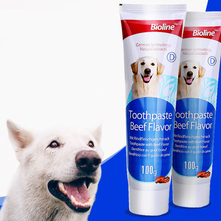 Bioline dog toothpaste in natural formula with beef, mint, and orange flavors by Petpexi for effective dental care and fresh breath in dogs

