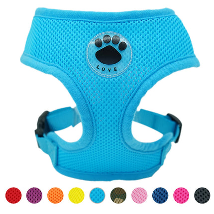 Breathable mesh polyester dog harness in blue color by Petpexi, adjustable traction belt for small to large dogs

