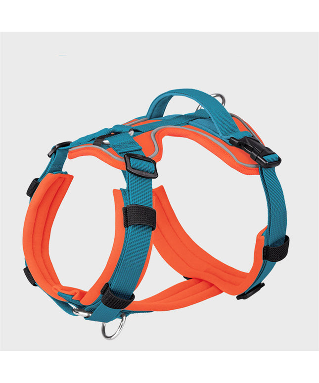 Breathable reflective explosion-proof polyester dog harness vest in orange blue and black red by Petpexi, durable safety vest for active dogs

