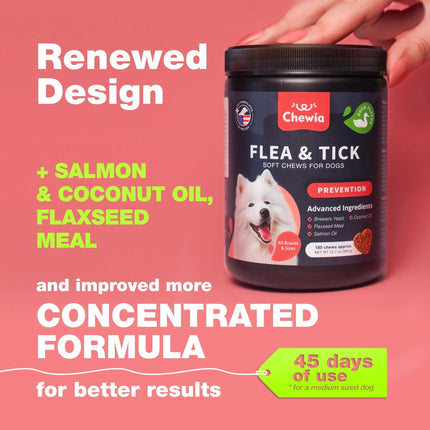 Dog Flea and Tick Treatment Chews – Natural Flea & Tick Prevention for Dogs – Immune Support Chewables – Soft Treats for All Breeds & Ages – Free U.S. Shipping