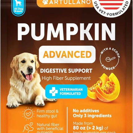 Pumpkin Powder for Dogs – Digestive Support, Constipation Relief, Healthy Skin & Coat – Fiber Supplement for Gut Balance & Firm Stool – 8 Oz – Free U.S. Shipping
