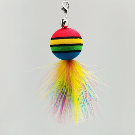 Pet Cat Toy – Feather Bell Rainbow Ball Interactive Wand | Petpexi
