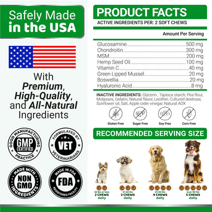 Yuma's Glucosamine For Dogs – Hip & Joint Supplement | 170 Chews | Pain Relief & Enhanced Mobility | Premium Quality | Fast & Free Shipping in the USA | www.petpexi.com