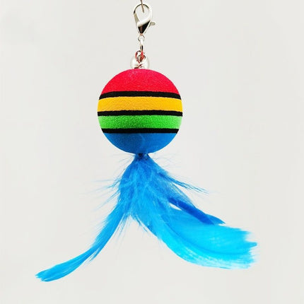 Pet Cat Toy – Feather Bell Rainbow Ball Interactive Wand | Petpexi