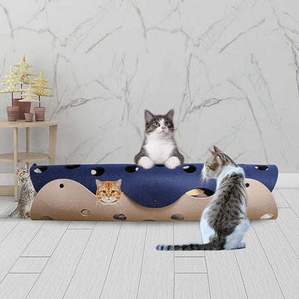 Cat Tunnel Felt Pom Splicing Deformable Kitten Nest – Interactive Collapsible Pet Toy | Petpexi