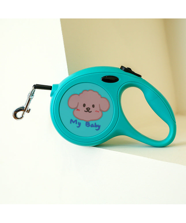 Cartoon Tractable 5m Dog Leash - retractable, durable plastic leash with vibrant design for small, medium, large dogs from petpexi.com
