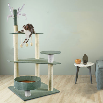 Solid Wood Cat Climbing Frame Litter Tree with Integrated Grab in Multiple Colors – Available at Petpexi with Free USA Shipping


