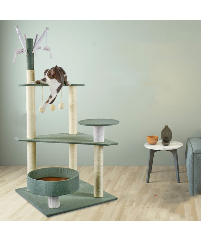 Solid Wood Cat Climbing Frame Litter Tree with Integrated Grab in Multiple Colors – Available at Petpexi with Free USA Shipping

