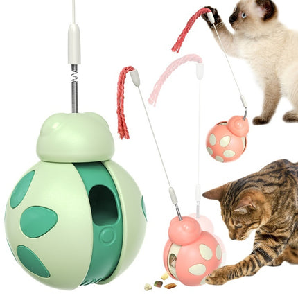 Cat Food Leakage Relief Interactive Toy in Morandi Green and Pink – Durable Plastic – Available at Petpexi with Free USA Shipping

