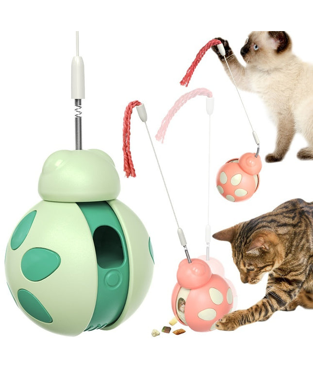 Cat Food Leakage Relief Interactive Toy in Morandi Green and Pink – Durable Plastic – Available at Petpexi with Free USA Shipping

