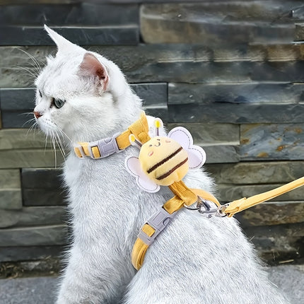 Cat Harness Leash Set – Cute Bee Plaid Adjustable Kitten Harness | Petpexi