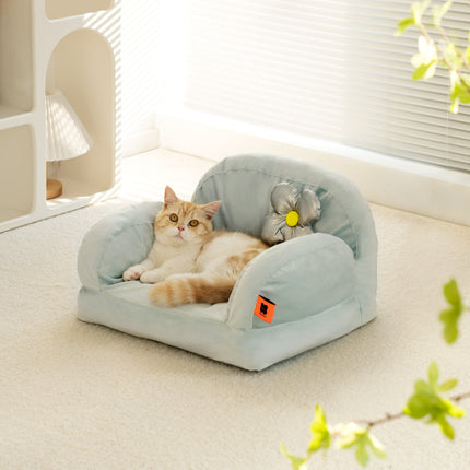 Warm cat litter bed with removable washable cloth cover in black & white, off white and light blue by PetPexi, fast and free shipping in USA

