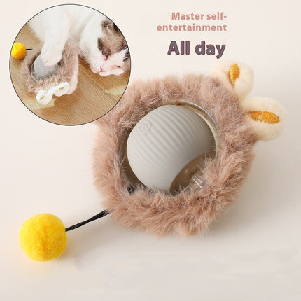 Cat Toy Self-Hi Funny Rolling Ball in Red, Green, or Gray – plush silicone interactive cat toy from Petpexi, fast free USA shipping

