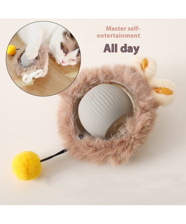Cat Toy Self-Hi Funny Rolling Ball in Red, Green, or Gray – plush silicone interactive cat toy from Petpexi, fast free USA shipping

