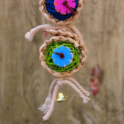 Parrot Supplies Pet Bird Toy – Bite Toy with Vine Twist & Luffa Sponge for Climbing and Chewing