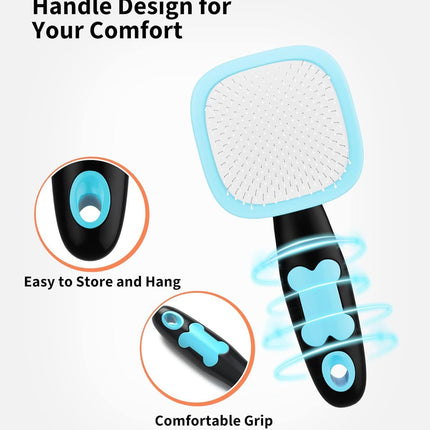 Dog & Cat Grooming Brush – Shedding & Dematting Slicker with Rubber Handle | Petpexi