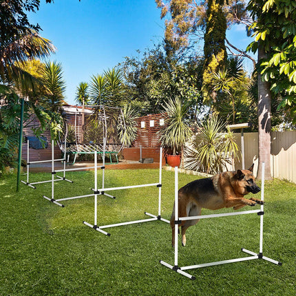 4-Piece Dog Agility Training Set with Adjustable Jump Poles & Carry Bag – PawHut